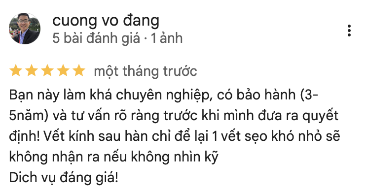 Ảnh chụp đánh giá 5 sao của khách trên Google Maps