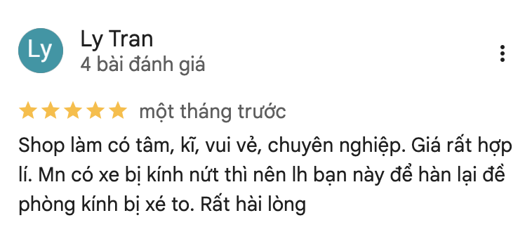Ảnh chụp đánh giá 5 sao của khách trên Google Maps